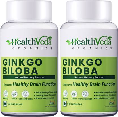 Health Veda Organics Ginkgo Biloba For Better Concentration Memory & Learning For both Men & Women