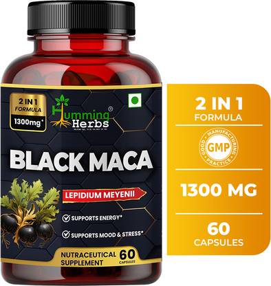 Humming Herbs Black Maca Root Extract- Boost Energy & Stamina, Support Mood & Hormonal Balance