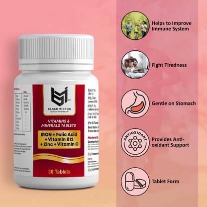 Black mirror IRON, VIT B12, FOLIC ACID, VIT C, ZINC, BEET ROOT EXT. SUPPLIMENTS TABLETS