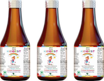 HealthBest Kidbest Multivitamin Syrup for 3-13 Years Kids | Each Pack of 200ml | Pack of 3