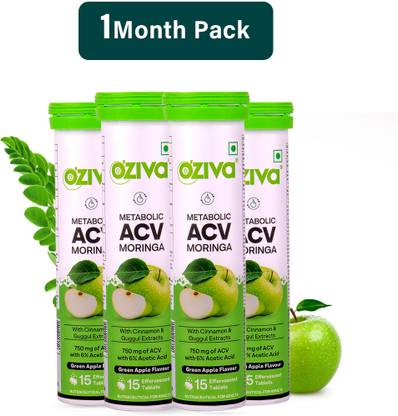 OZiva ACV Moringa (Green Apple)To Control Cravings, Apple Cider Vinegar,No Added Sugar