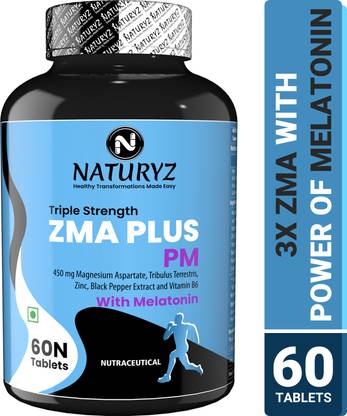 NATURYZ Triple Strength ZMA Plus PM with Melatonin for Muscle Recovery