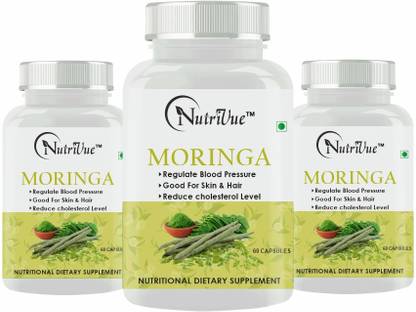 Nutrivue Moringa Supplement for Protect Liver & Brain Health 100% Pure Pack of 3 60 Nos