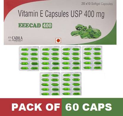 CADILA EEECAD 400 VITAMIN E CAPSULE 400MG SAME AS EVION 400 (6*10CAPS)