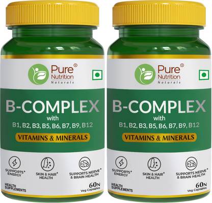 Pure Nutrition Vitamin B-Complex - 100% RDA for B Vitamins(B1, B2, B3, B5, B6, B7, B9 & B12)