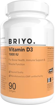 BRIYO Vitamin D3 1000 IU - 90 Softgels For Bone Health and Immune Support