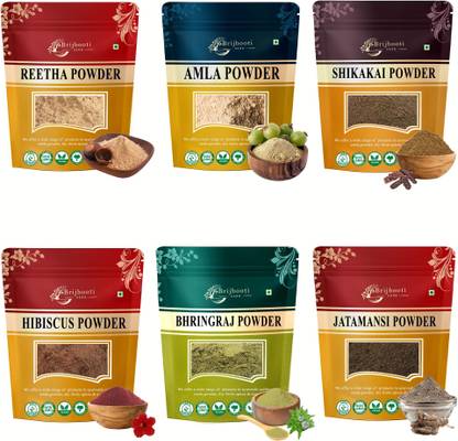 BrijBooti Reetha, Amla, Shikakai, Bhringraj, jatamansi, Hibiscus (powder) - 300 Gm
