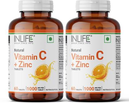 INLIFE Vitamin C 1000mg with Zinc 10mg - 60 Tablets (Orange) (2 pack)