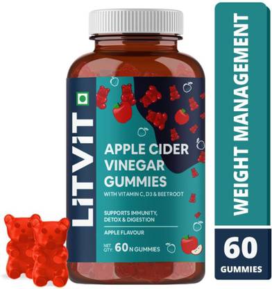 LITVIT Apple Cider Vinegar Gummies for Weight Loss | ACV Gummies with Mother & Vitamins