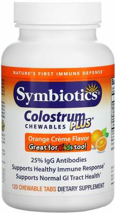 Symbiotics Colostrum Plus, Orange Creme, 120 Chewable Tabs
