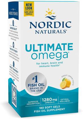 Nordic Naturals Ultimate Omega,1280 mg Omega 3 Superior Triglyceride Form 180 Soft Gels