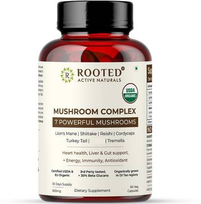 ROOTED Mushroom Complex - 7 Mushrooms blend for Heart, Liver, Gut, Energy & Immunity