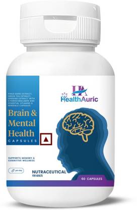HEALTHAURIC Brain & Mental Wellness Capsules | Nootropic Supplement for Memory & Focus