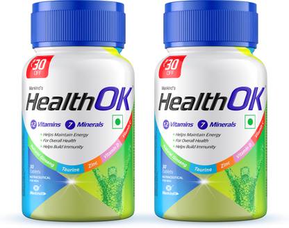 Health Ok Daily Multivitamin for Energy & Overall Health for Men,30 Tablets x 2