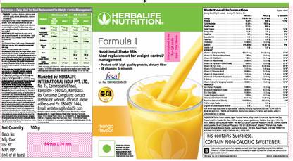 HERBALIFE FORMULA 1 MANGO SHAKE MIX-FLAVOUR MANGO Powder