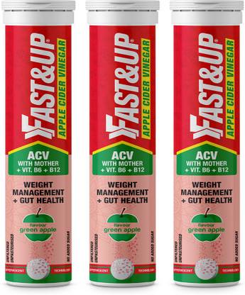 FAST&UP Apple Cider Vinegar Effervescent Tablets, ACV With Mother, Vitamin B6 & B12
