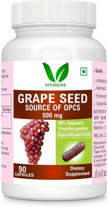 vitaruhe OPC Grape Seed Extract Capsules - Min 95% OPC, Antioxidant Support