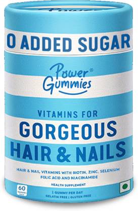 power gummies Gorgeous Hair and Nails 60 Gummies– Now with 0 Added Sugar & New Heart Shape