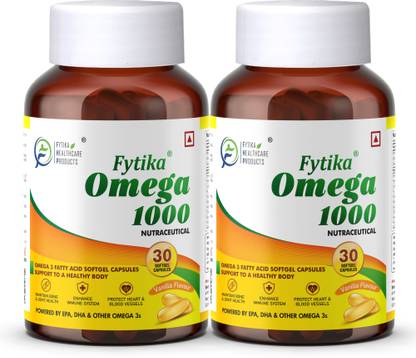 FYTIKA HEALTHCARE PRODUCTS Omega 1000 - EPA 360 MG + DHA 240 MG | 30 Capsules (PACK OF 2)