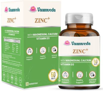 Vaamveda Zinc Tablet Supplement with Magnesium Calcium Vitamin D3 Zinc Magnesium Tablets