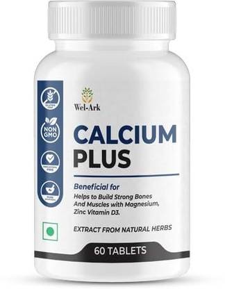 Wel-Ark Calcium Plus Non-GMO Bone & Muscle Support Supplement With Magnesium