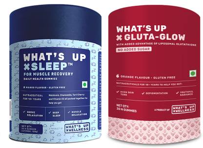 What's Up Wellness Sleep & Gluta-Glow Combo | Melatonin for Sleep + Liposomal Glutathione for Skin