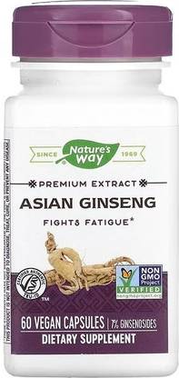 Nature's Way Asian Ginseng, Standardized, 60 Veggie Caps