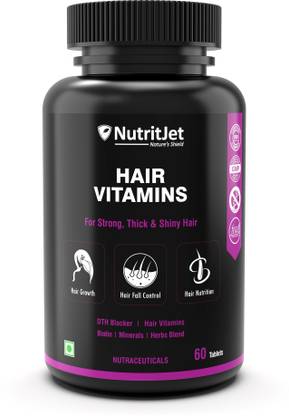 NutritJet Hair Vitamins for Better Hair Growth & Hair fall Control, 60 Vegetarian Tablets