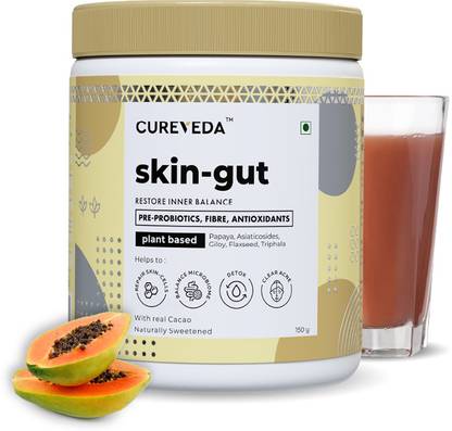 Cureveda Skin-Gut | Pre+Probiotics for Acne-Free Skin | With 24 Herbs