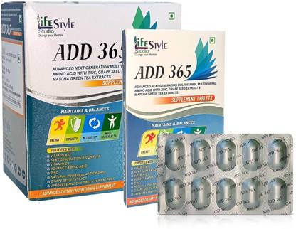 LIFE STYLE STUDIO ADD 365 Advanced Next Generation ,Supplement Tablets Energy, Immunity Pack of 3