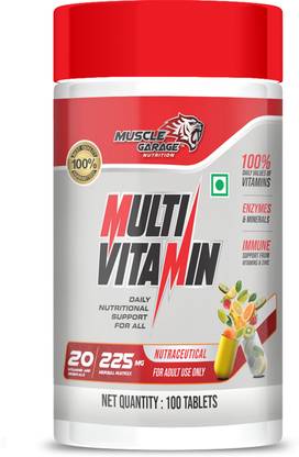 Muscle Garage Multi Vitamins |Daily Nutritional Support |225 Grams Herbal Matrix |100 Tablets