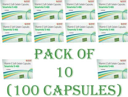 Smartvita E-400 Vitamin E Soft Gelatin Capsules Pack of 10 Strip