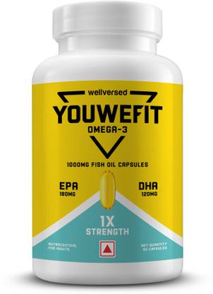 YouWeFit Omega-3 Fish Oil | 1000mg Daily Strength Fish Oil Capsules | No Fishy Burps