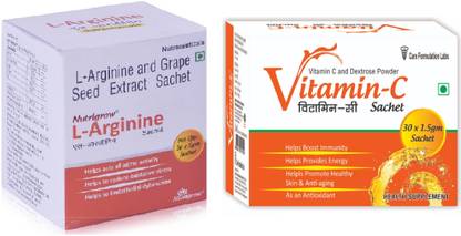 NUTRIGROW L-arginine & Vitamin-C sachet for Muscle Power & Workout Combo pack of 1.