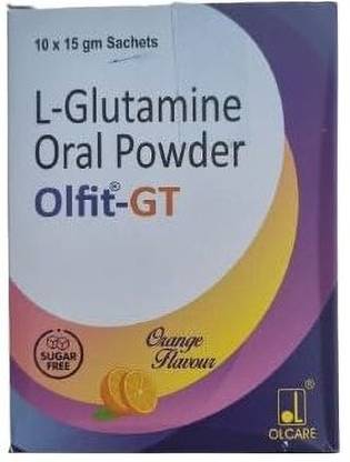 OLFIT GT L-Glutamine Oral Powder Orange flavour | Sugar Free (10 X 15 Gram Sachets)