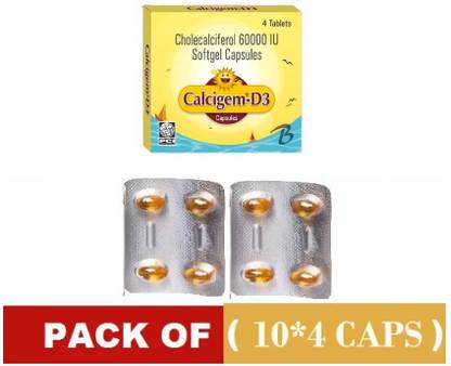 PCI Calcigem -D3 60000 IU, Pack of 10 x 4 Cap (40 No) (40 No)