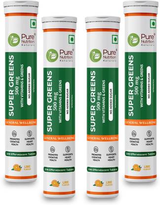 Pure Nutrition Super Greens 20 Effervescent Tablets with Vitamins, Herbs & Superfoods