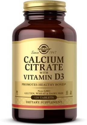 Solgar Calcium Citrate with Vitamin D3 Tablets, 120 Tabs