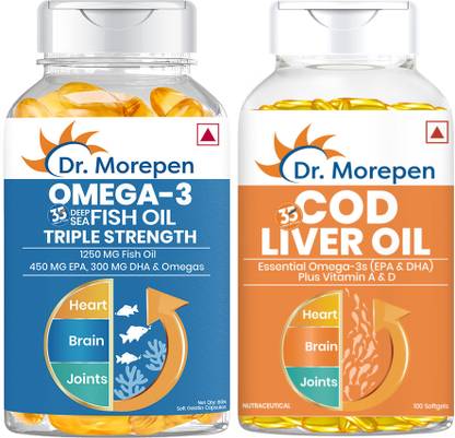 Dr. Morepen Omega 3 Triple Strength & COD Live Oil - Pack of 2