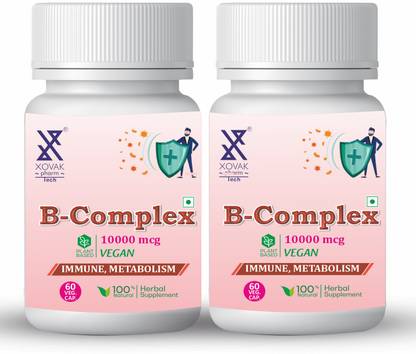 xovak pharma Herbal B-Complex Plant based vegan Supplement Capsules for Metabolism Pack 2