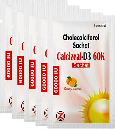 Zeal Pharmacure Vitamin D3 (Cholecalciferol) 60000iu Orange Flavour Sachet | Calcizeal-D3 60k |