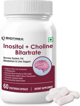BIOTREX NUTRACEUTICALS Myo Inositol & Choline Bitartrate 750mg Complex, 99% High Purity Grade