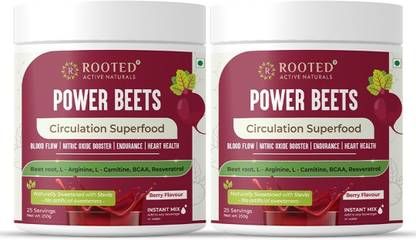 ROOTED Power Beets - Organic Beet root powder with L arginine, L Carnitine (Pack of 2)