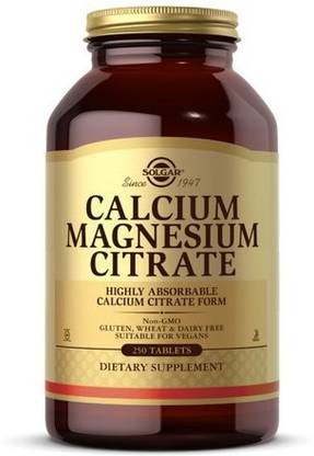 Solgar Calcium Magnesium Citrate Tablets, 250 Tabs