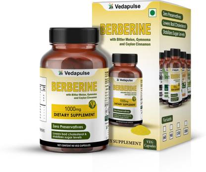Vedapulse Berberine 1000mg Complex | Bitter Melon, Gymnema & Ceylon Cinnamon – 90 Capsules