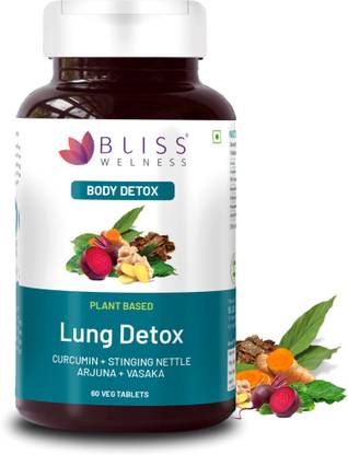 Bliss Welness Lung Detox,Curcumin Stinging Nettle Arjuna Vasaka for Cleansing Lungs