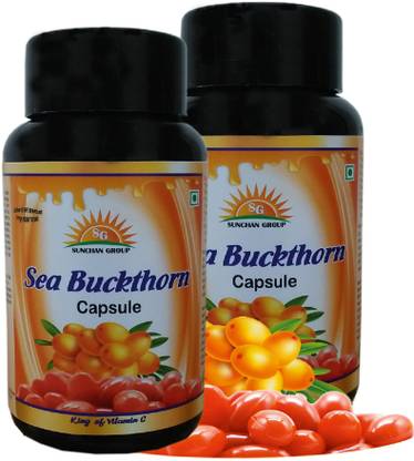 Sunchan Group Sea Buckthorn Capsule Pure Organic Herbal Mix Vegetarian120 Capsules Pack of 2
