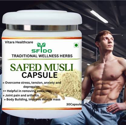 Vitara Healthcare Sfido Safed Musli | 100% Natural & Pure | Capsule