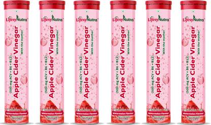 Lifesy Nutra Apple Cider Vinegar Effervescent Tablets, Watermelon Flavour with Vitamin B6&B12