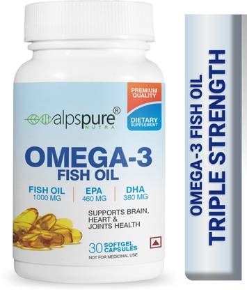 ALPSPURE Nutra Omega 3 Fish Oil 1000 mg (460mg EPA & 380mg DHA)